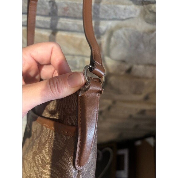 Coach F58297 Signature Zip File Crossbody Bag Purse Brown - Picture 7 of 12